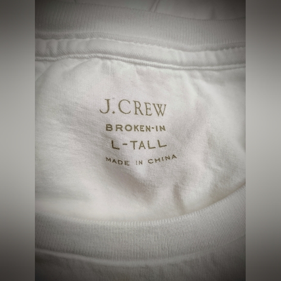 NWT J. Crew Broken-In Long Sleeve T-Shirt w/ Chest Pocket, White, Large-Tall - Picture 2 of 9